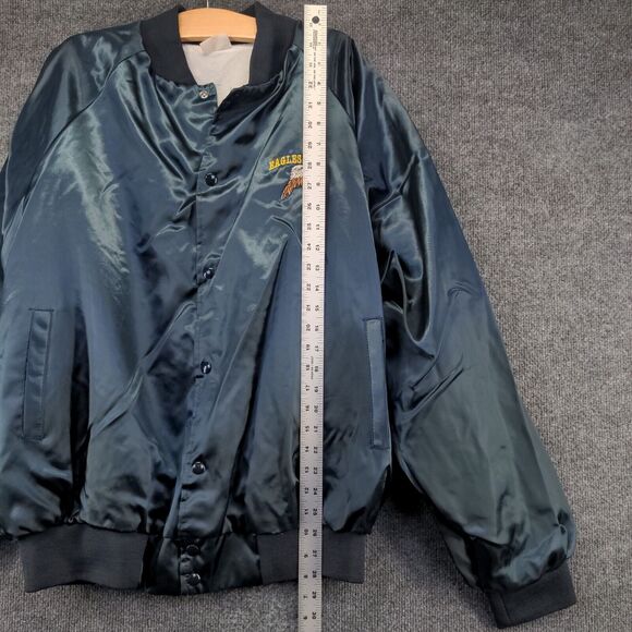 Men's Eagles Lodge #976 Bomber Jacket XXL Blue Snap Nylon Lined Vintage Made USA - Picture 11 of 13